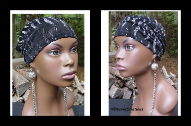Earrings-Antique Silver Ball & Chains-Black