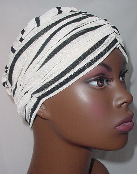 Turban-Ivory And Black Striped