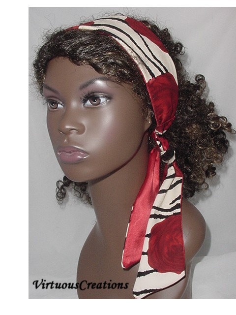 TieBand-Red, Black & White Floral