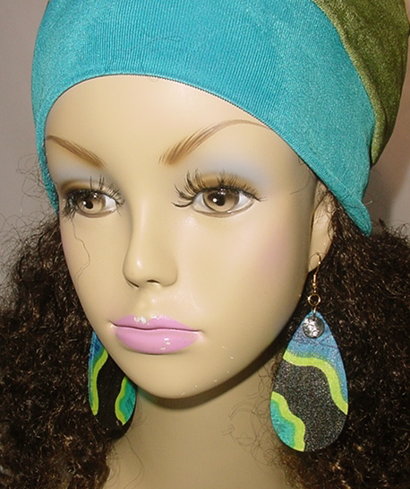 Earrings-Blue, Black And Green