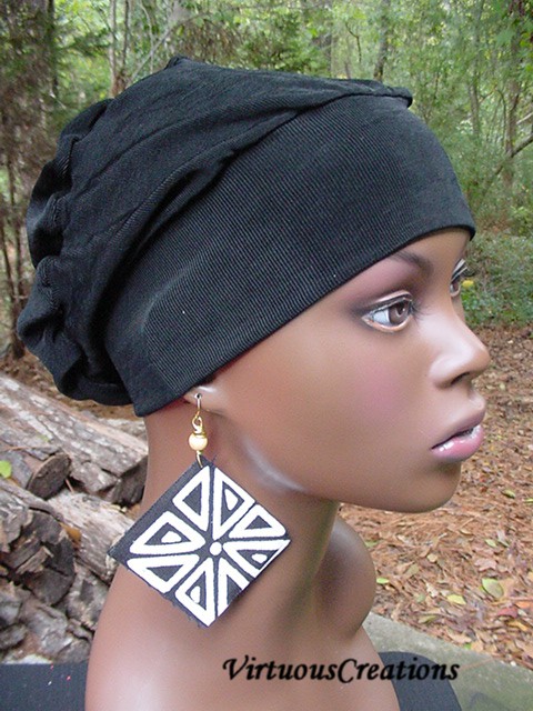 Earrings-Black & White Mudcloth-1